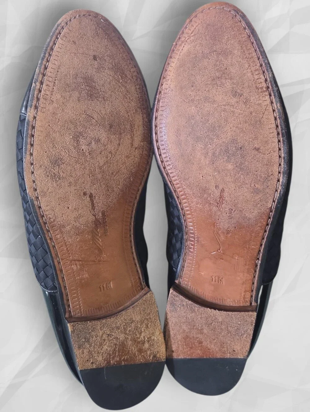Mezlan Hampton Men's Black Patent Leather Woven Cap Toe Oxfords Size 11M